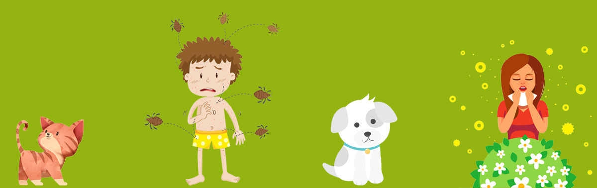 Allergies saisonnières, allergie aux chiens, aux chats et aux acariens